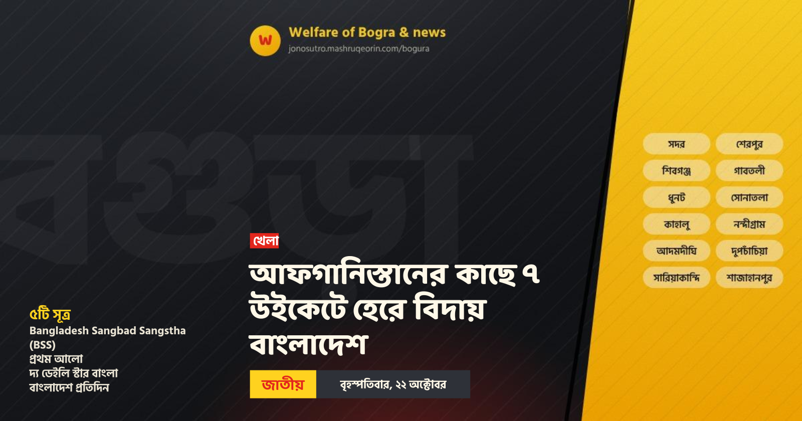 আফগানিস্তানের কাছে ৭ উইকেটে হেরে বিদায় বাংলাদেশ
