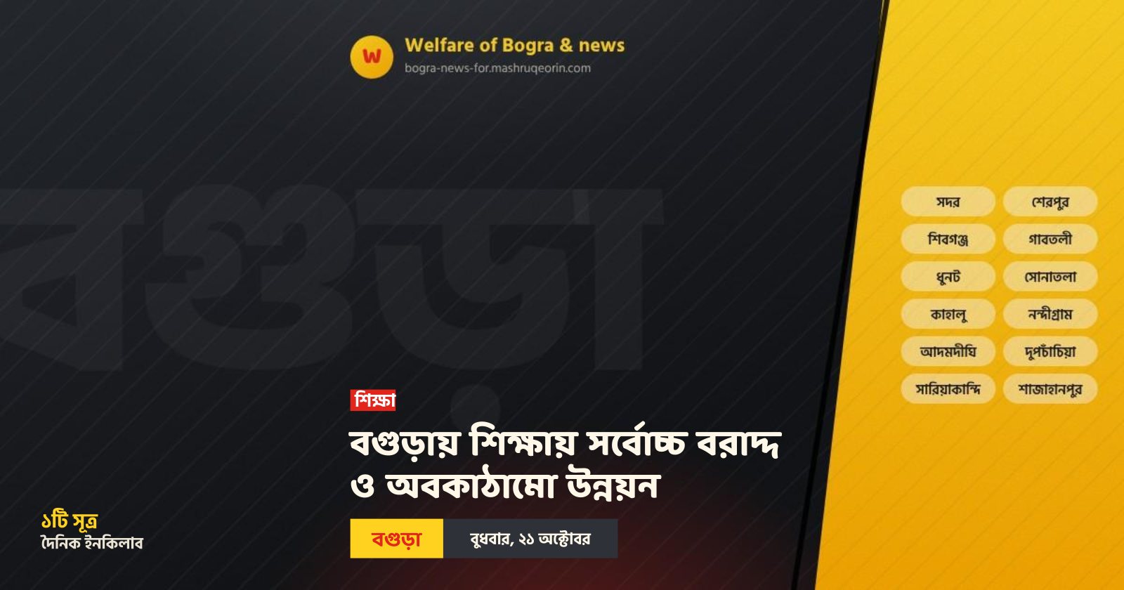 বগুড়ায় শিক্ষায় সর্বোচ্চ বরাদ্দ ও অবকাঠামো উন্নয়ন