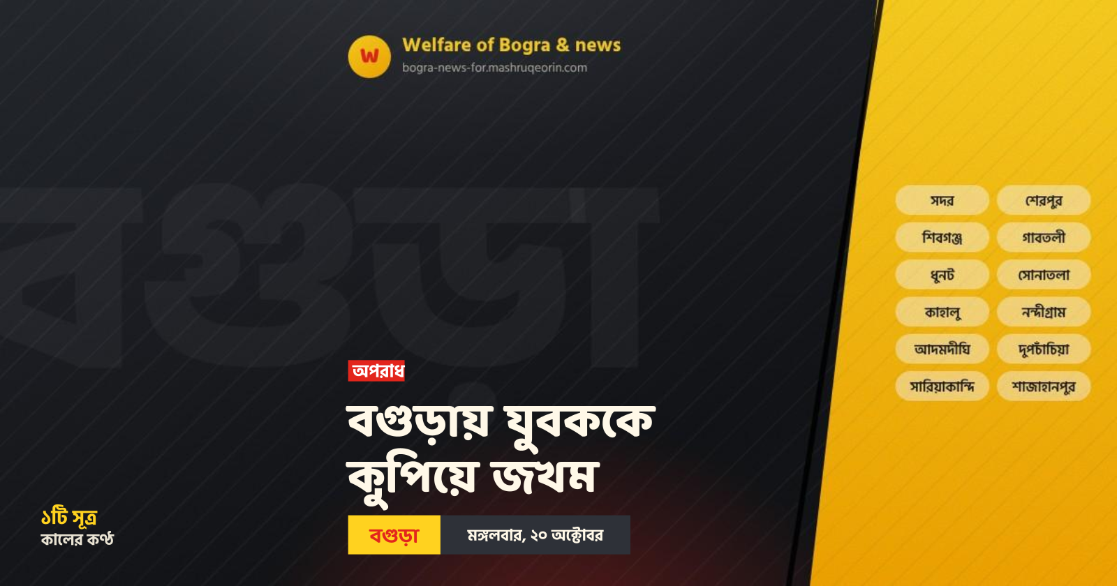 বগুড়ায় যুবককে কুপিয়ে জখম