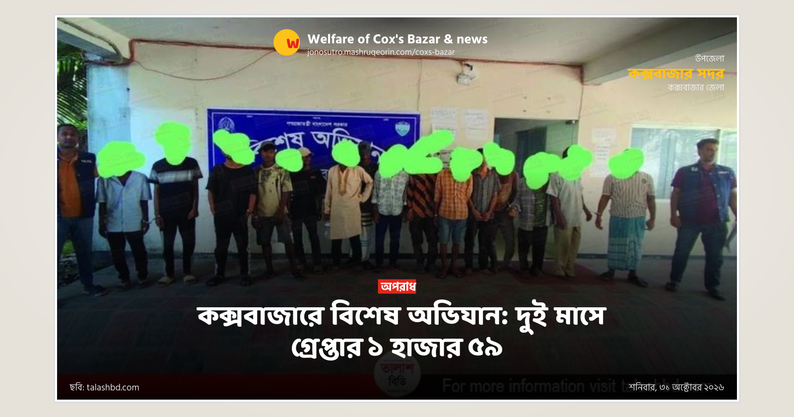 Cox's Bazar special drive: 1,059 arrested in two months