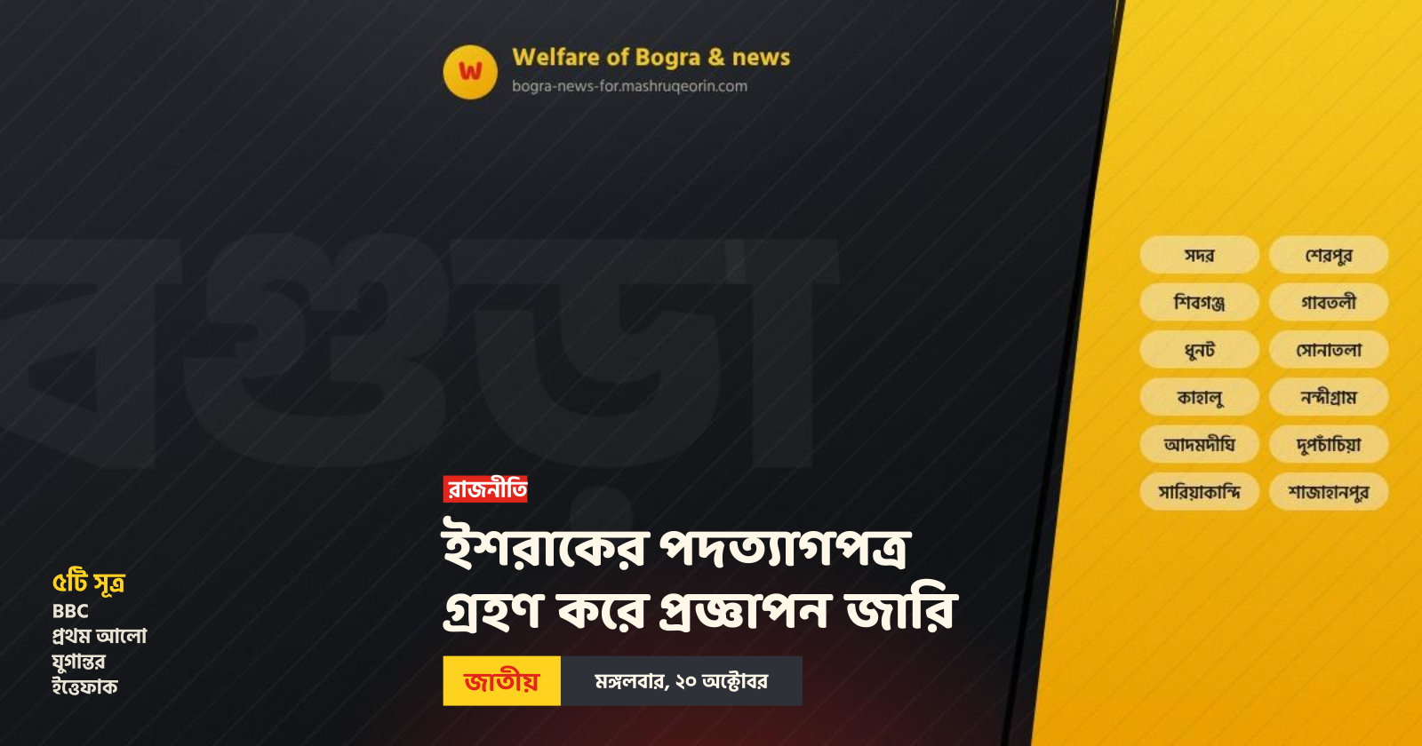 ইশরাকের পদত্যাগপত্র গ্রহণ করে প্রজ্ঞাপন জারি