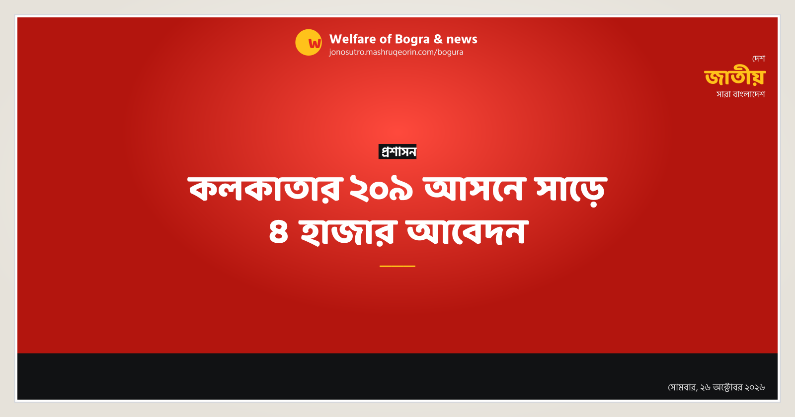 কলকাতার ২০৯ আসনে সাড়ে ৪ হাজার আবেদন