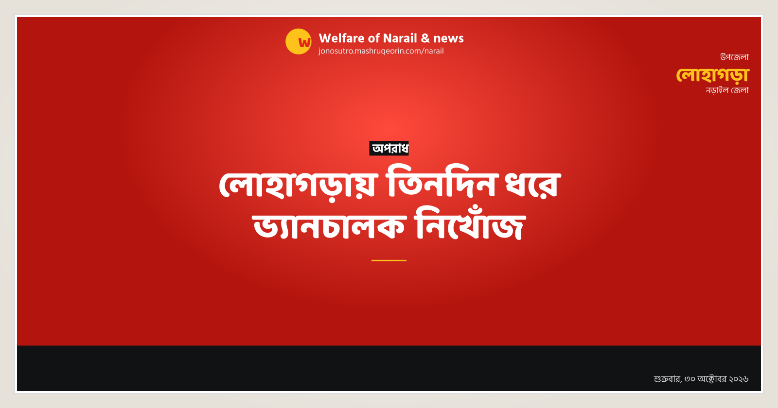 লোহাগড়ায় তিনদিন ধরে ভ্যানচালক নিখোঁজ